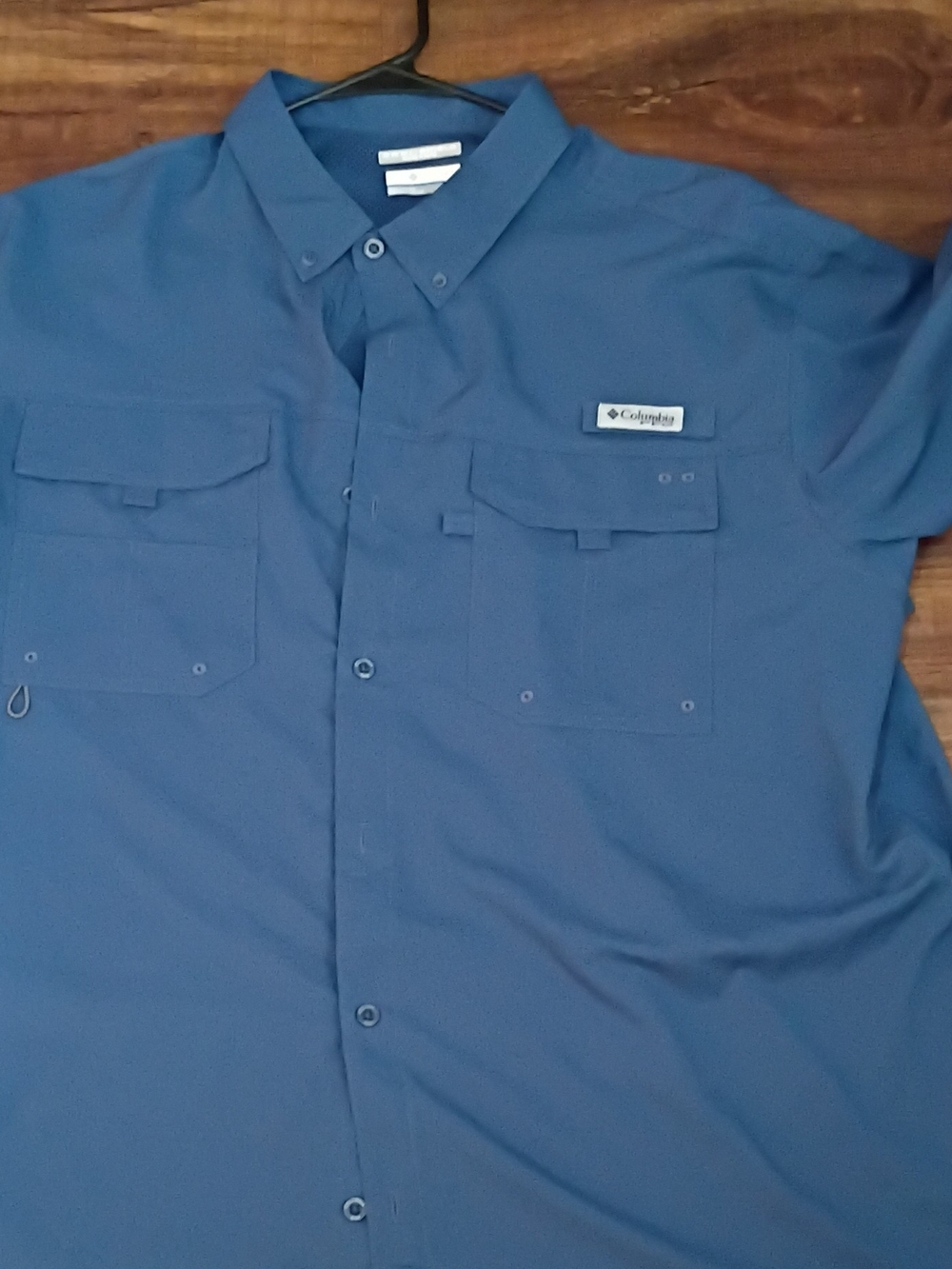 Columbia Men’s Slate Blue Short-Sleeve Button-Down Fishing Shirt